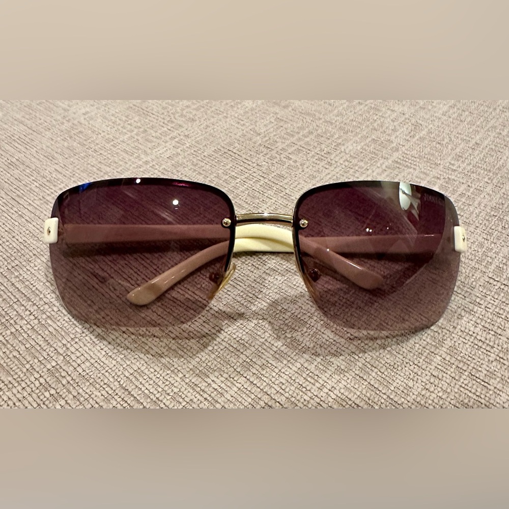 Jimmy Choo Brown and Gold Square Sunglasses and Case